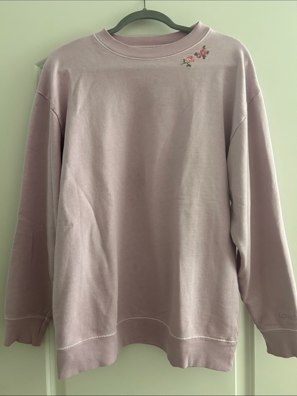 LoveShackFancy Pastel Lilac Embroidered Sweatshirt